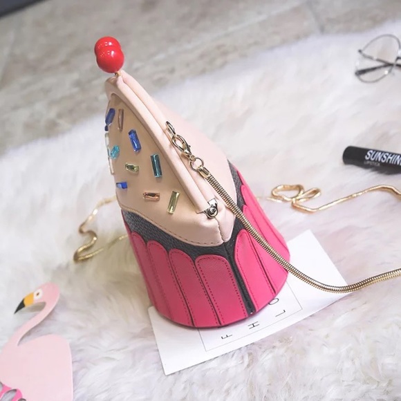 Whimsical Pink Sprinkle Cupcake Crossbody Purse - Picture 2 of 16